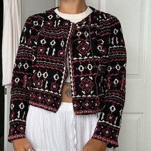 Tolani Black and Pink Blazer with Geometric Patterns